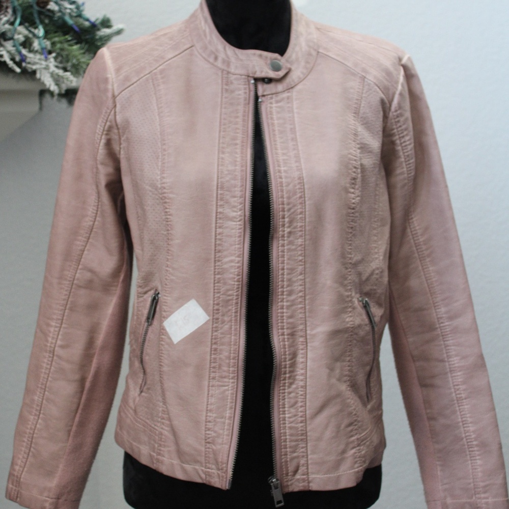 style & co pink zipper jacket 100% polyester winter good condition size PM